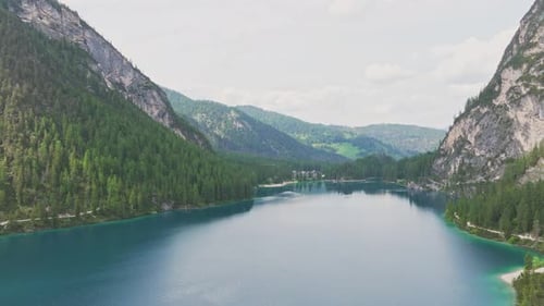 Unique White Sandy Terrain Surrounding Pragser Wildsee in Italy