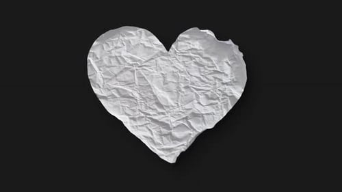 Crumpled Paper Unfolds into Heart Animation
