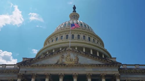 United States Capitol Building Dome with American Flag