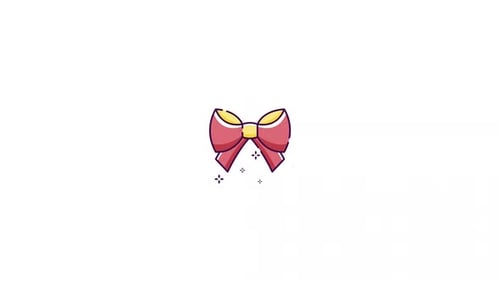 Cute Sketch Style Red Bow Decoration with Sparkle Animation