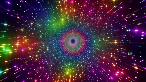 Tunnel spatial Hyperspace Warp Speed coloré avec une lueur brillante