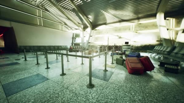 Exploring the Remnants of an Abandoned Airport Terminal with Empty ...