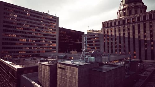 A View of a City with Tall Buildings and a Clock Tower