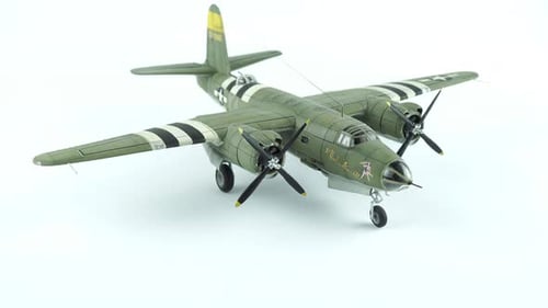 Detailed Toy Model Airplane on White Background