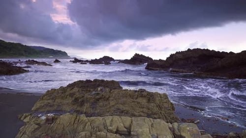 Tranquil Twilight Tide: Rocky Cove at Sunset. Suao, Taiwan.