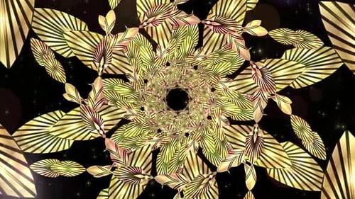 Golden Ornamental Abstract Kaleidoscope Pattern Background