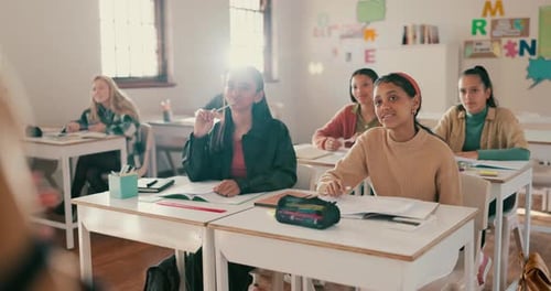 Teenage Students Engaged in Learning in Classroom