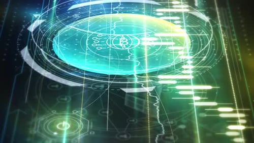 Array Of Animated Infographics In Virtual Space HD