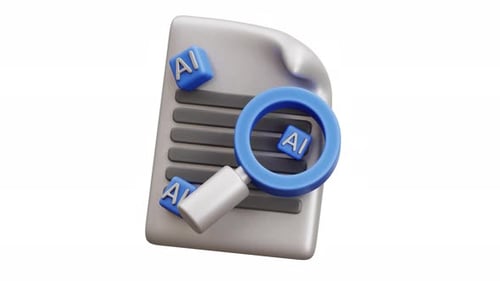 Document With Ai Icons And A Magnifying Glass Lies In View