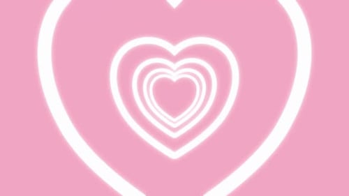 Pink Neon Hearts Tunnel Loop Background