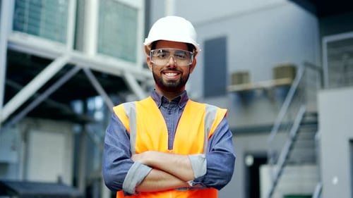 Engineer in Hard Hat Smiling Confidently