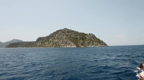 Aegean Sea Landscape View of Water and Cliff Mountains