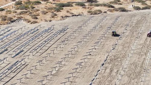Solar Panel Construction in Desert Landscape