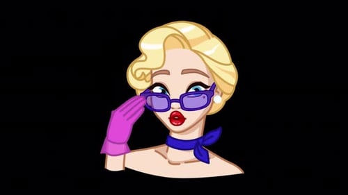 Cartoon Woman Adjusts Glasses and Expresses Surprise