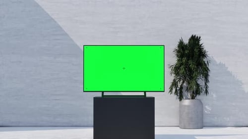 Green Screen TV Display in a Minimalist Setting