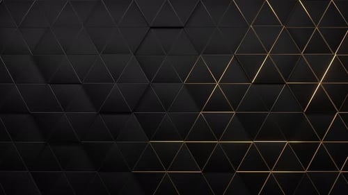 Triángulo abstracto de lujo geométrico negro gris con rayas, fondo dorado