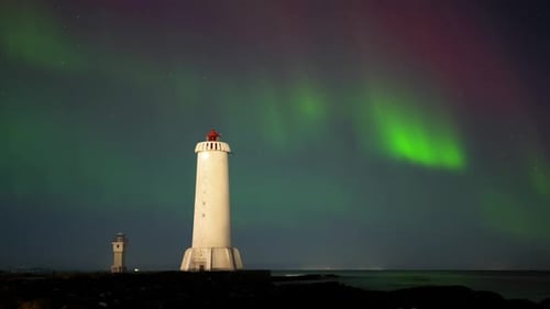 Aurora Borealis Northern Lights in Iceland Real Night Sky with Stars Time Lapse Astronomical