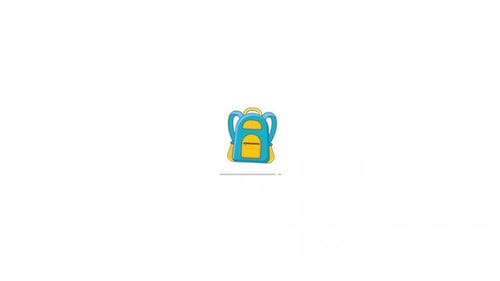 Flat Design Bouncing Backpack Icon Animation