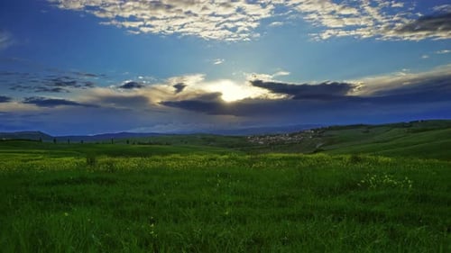 Landscape with Field at Sunset in Tuscany