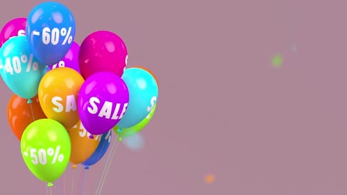Colorful Floating Sale Balloons Promotion Background