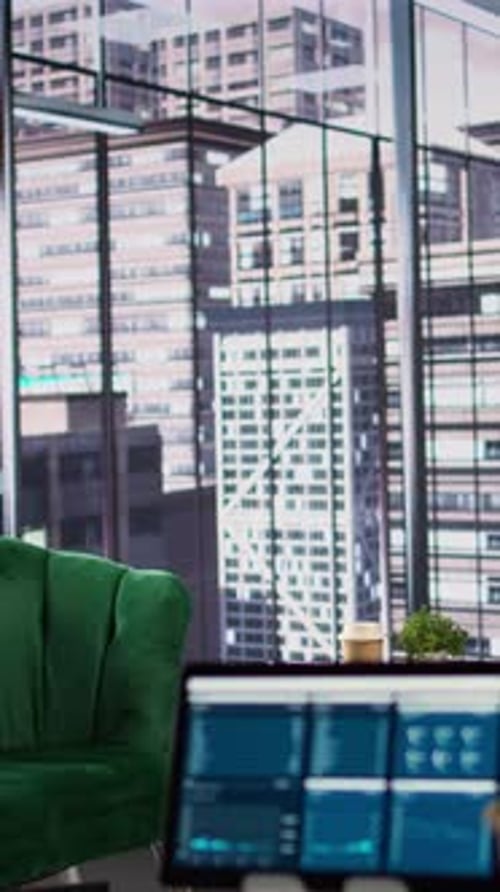 Vertical Video Empty Boardroom Space Within an Enterprise Designed for Productivity