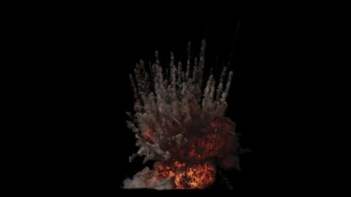 Massive Explosion mit Spuren, transparenter Hintergrund