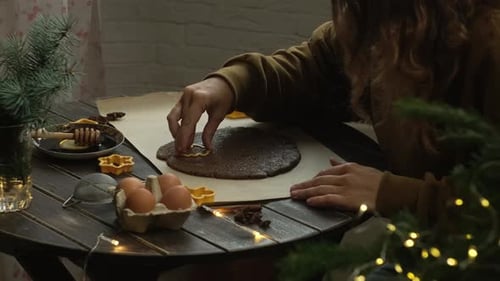 Woman Making Christmas Cookies, Festive Season