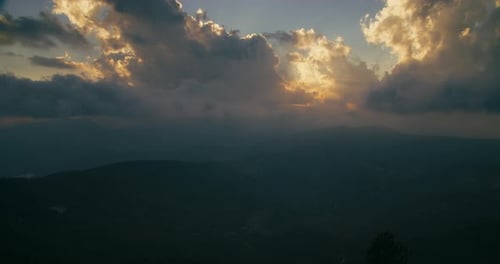 Fast Changing Weather on Mountain Travel Sunset Cloudscape Timelapse