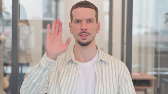 Portrait of Rejecting Creative Young Man with Stop Gesture, People ...