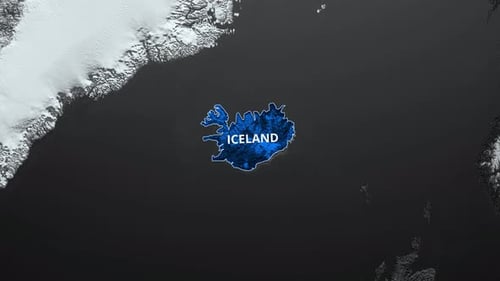 Animated Map Reveal of Iceland with Country Name
