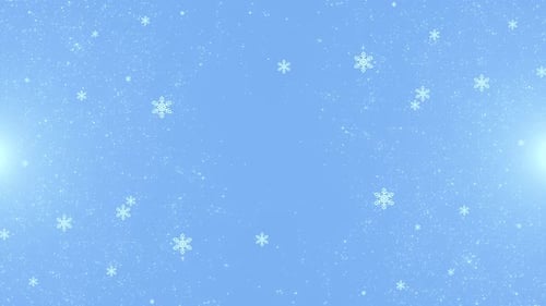 Der blaue Hintergrund funkelt mit fallenden Schneeflocken und fängt die bezaubernde Schönheit und Gelassenheit eines