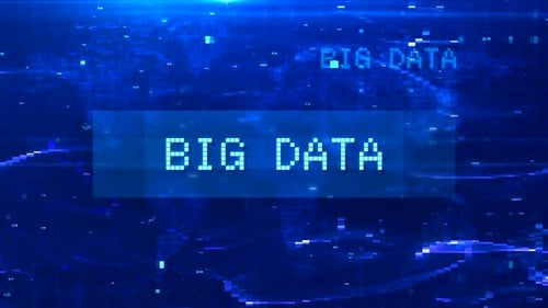 Big Data Digital Text Animation over Futuristic World Map and HUD Effects - HD