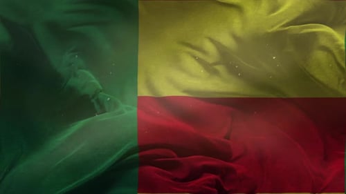 Abstract Green Yellow Red Waving Fabric Motion Background