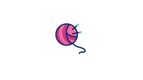 Animated Yarn Ball with Knitting Needles Flat Design Loop