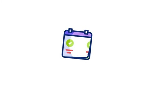 Animated Flat Design Calendar Icon with Checkmarks