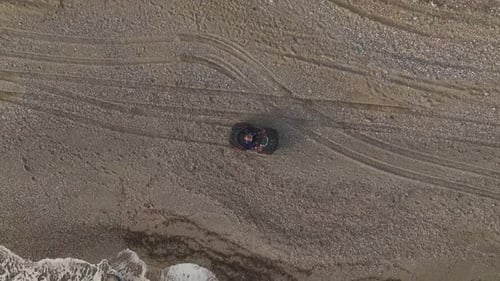 Mediterranean Coast Ride Aerial of Girl on ATV