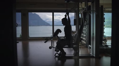 The Silhouette of a Dedicated Fitness Enthusiast Engaging in Training with a Scenic View
