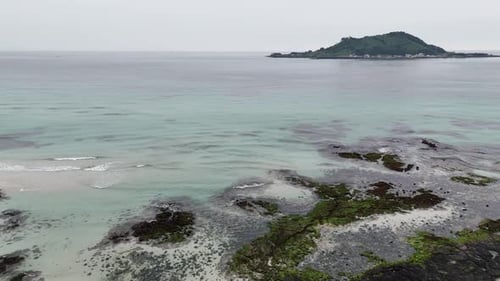 Aerial view of the coastal town of Cheju South Korea