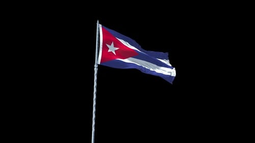 Realistic Waving Cuban Flag Animation on Black