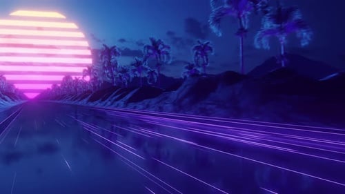 Loop Background Neon Retro Wave 80s Style