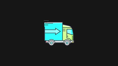 Animated Flat Design Delivery Truck Icon