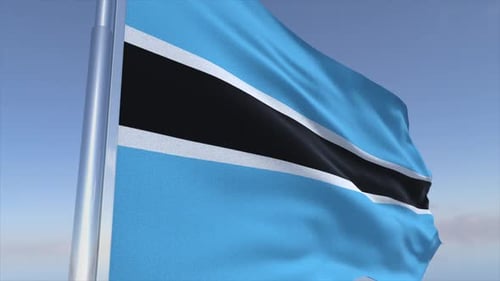 Botswana National Flag Waving in Realistic Loop