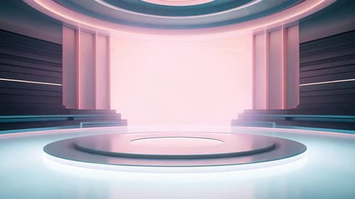 podium Futuristic showcase with platform for product displaying. Empty modern stage display
