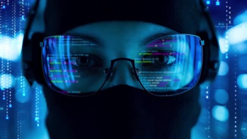 Cyber Hacker And Computer Program Code Scrolling