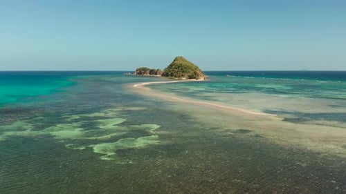 Tropical Island with Sandy Beach Philippines Palawan