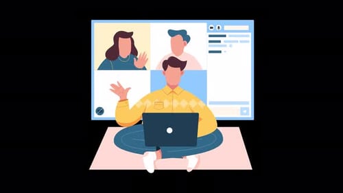 Flat Design Animation: Virtual Team Meeting