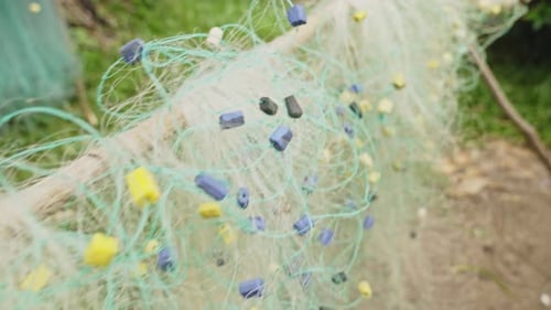 Close up of fishing net. Typical African net of fishing.