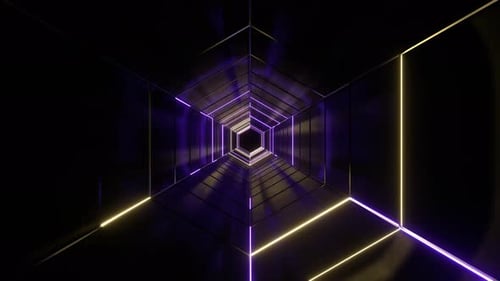 Purple And Yellow Amazing Hexagonal Strobe Tunnel Background Vj Loop | 4K