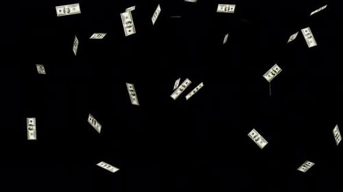 Money Rain Effect with Falling Hundred Dollar Bills