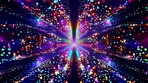 Abstract Multi Colored Glowing Particles Radiant Starburst V